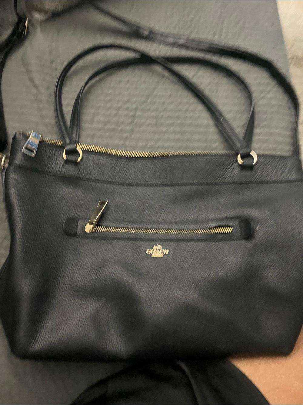 Coach Black Leather Shoulder Bag with Gold Hardware